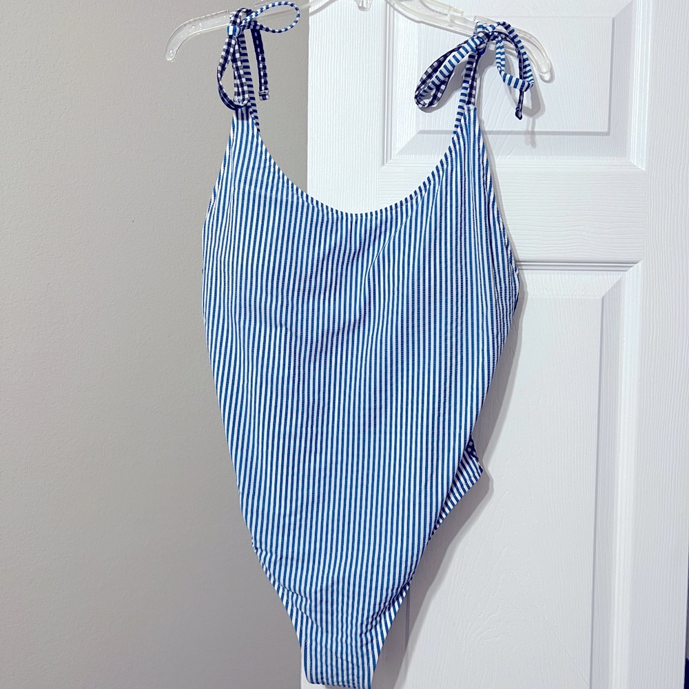 Aerie Swim | Aerie Seersucker One Piece Cheeky Swimsuit